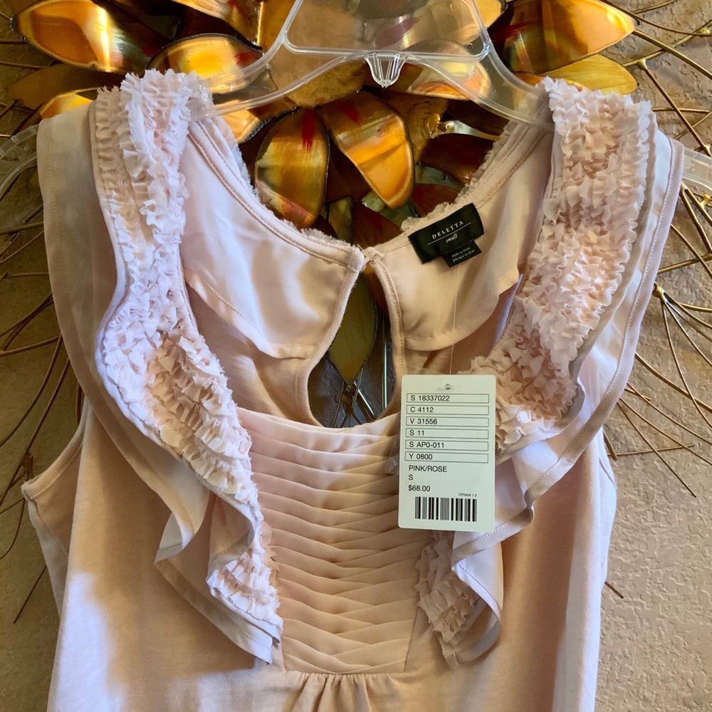 NWT Deletta S Anthropologie rose sleeveless blouse